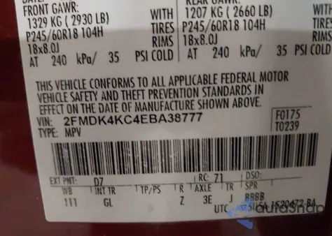 2014 Ford Edge Limited z USA, uszkodzony, nr VIN 2FMDK4KC4EBA38777